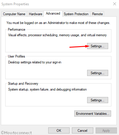 advanced tab under system and properties window advanced tab under system and properties window to Optimize PC