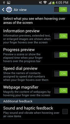 air view settings air view settings