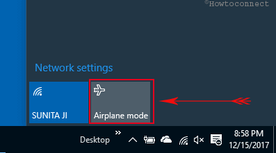 airplane mode in action center
