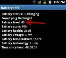 android battery percentage showing