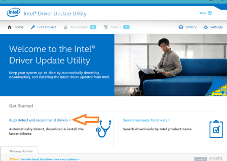 application home for intel driver update utility