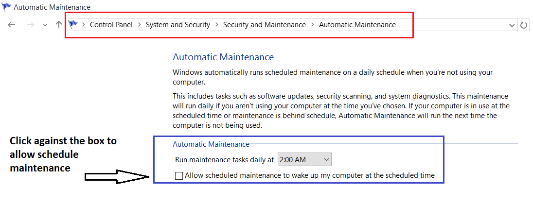How to adjust Automatic Maintenance Settings in Windows 10