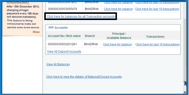 balance for all transaction in account SBI Online Banking Tips - Get Account Summary, Cheque Book