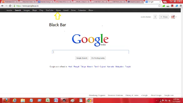 black bar in google search page