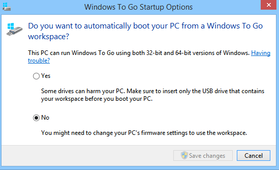 Windows To Go Startup Options Shortcut
