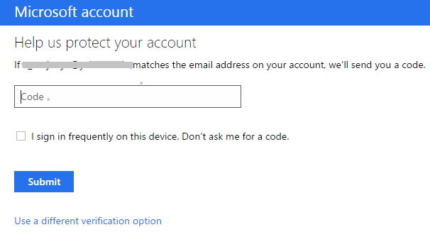 box to write security code in onedrive