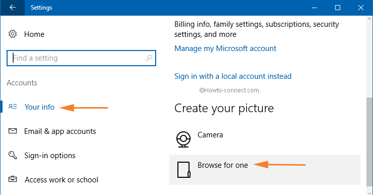 browse button for your picture - Windows 10 - How to Remove Account Picture 