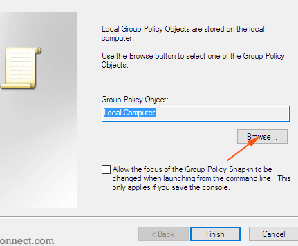 browse button on group policy object wizard