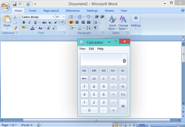 calculator with drop shadow effect
