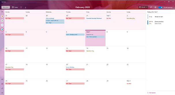 calendar preview