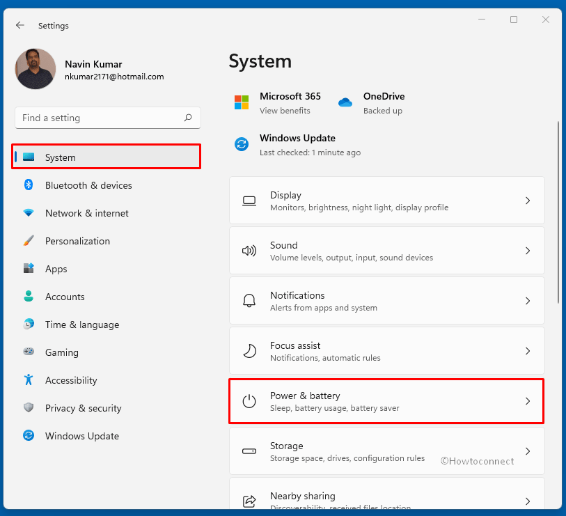 change brightness on Windows 11 PC via power & battery settings