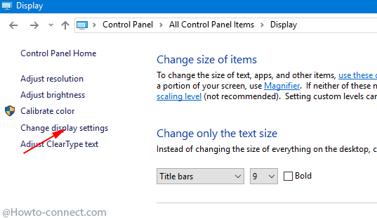 change disply settings link on right sidebar of dispaly