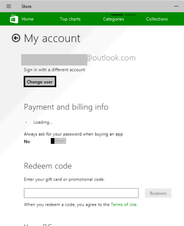 change user button on windows store How to Login to Store in Windows 10 with Separate Account