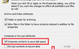 check box against compress contents to save disk space