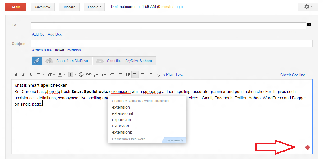 check error spelling in gmail