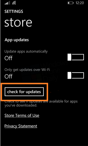 check_for_updates_in_store How to Check and Install App Updates in Windows Phone 8.1