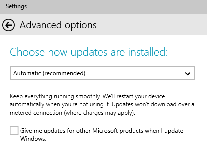 choose how update are installed drop down