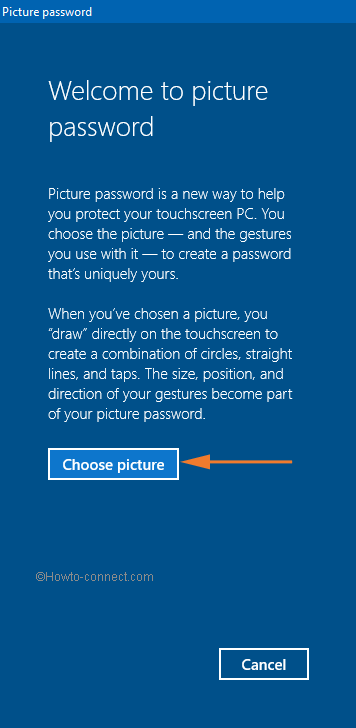 choose picture button on welcome to picture password flap