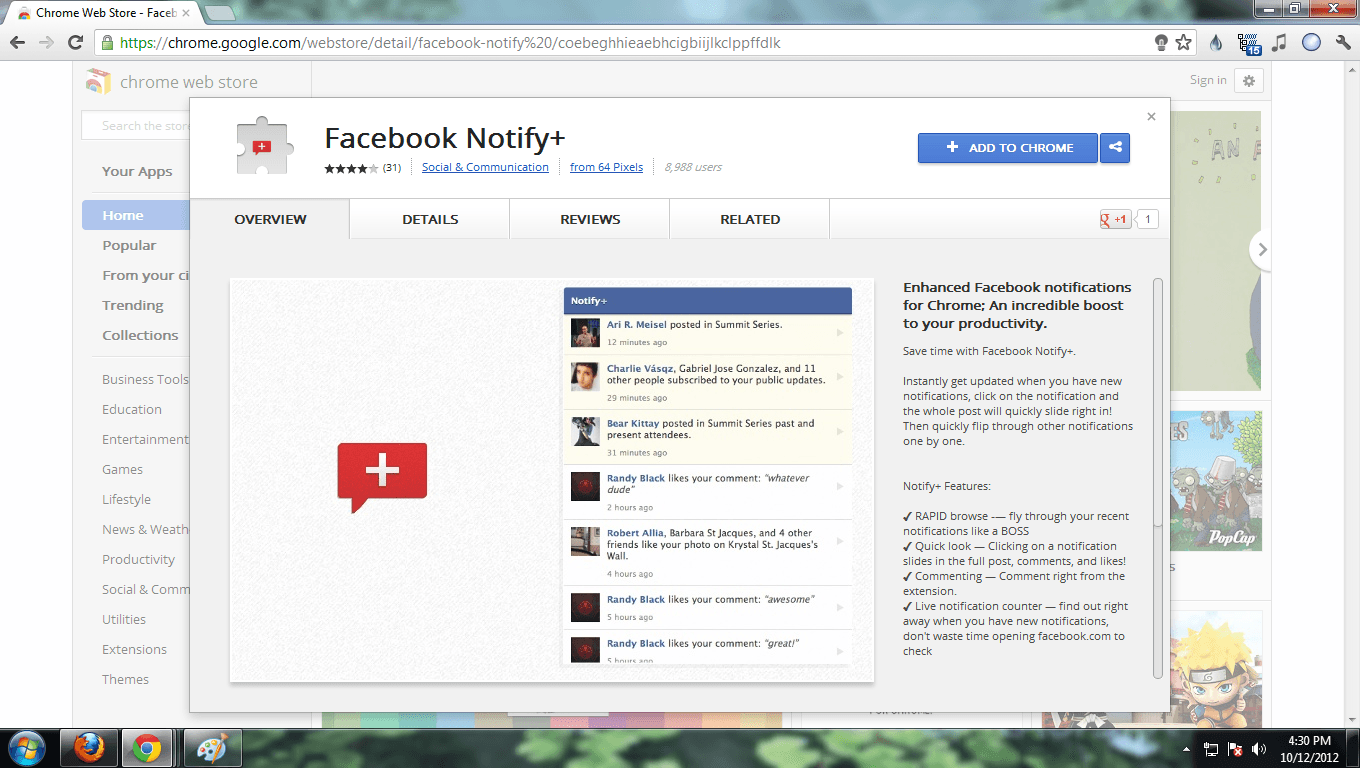 chrome facebook notify image