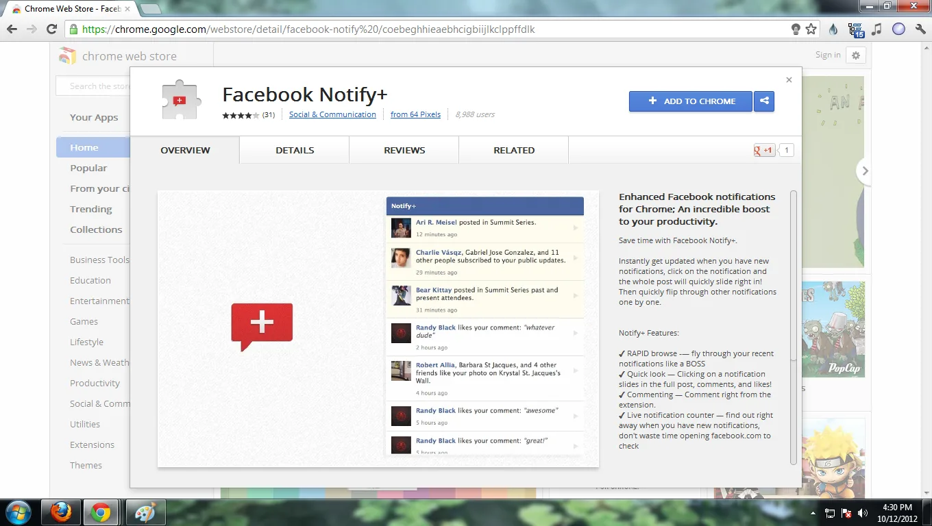 chrome facebook notify image