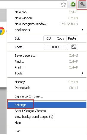 chrome settings option image