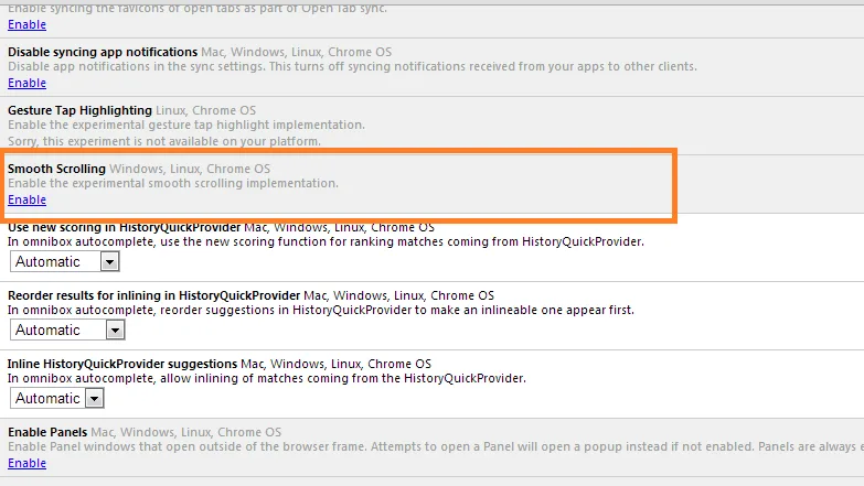 chrome smooth scrolling image