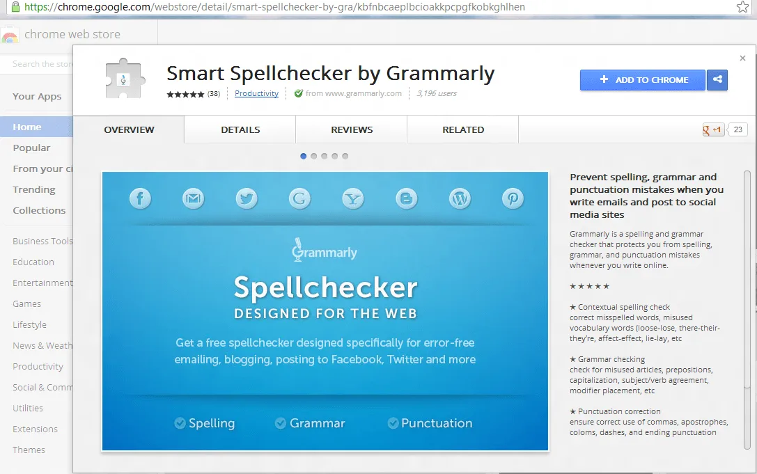 chrome spellchecker extension add