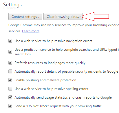 clear browsing data button on chrome 4