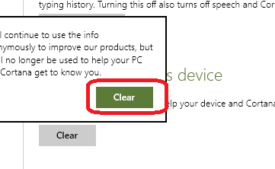 clear popup for remove personal info in windows 10