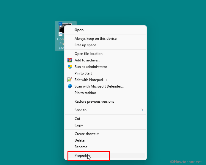 cmd.exe right click menu properties