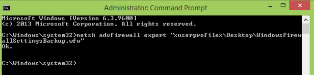 command for export firwall settings