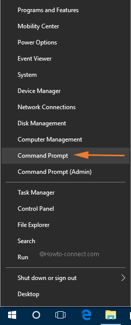 command prompt option on power user menu