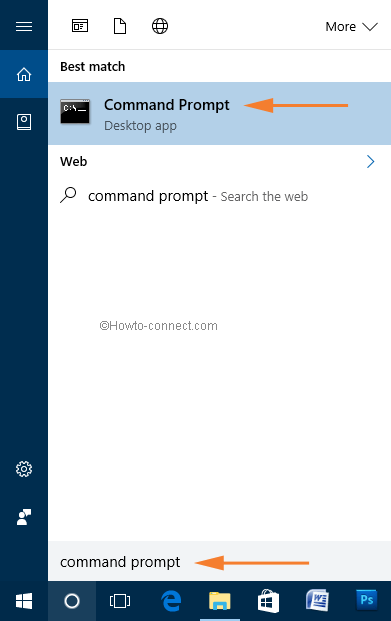 command prompt search in the base of cortana