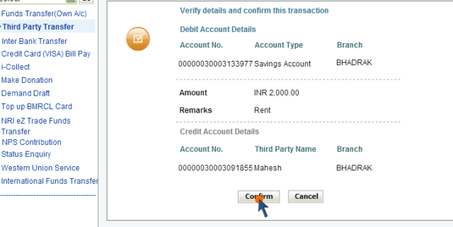confirm for payment How to Pay Money to SBI Account of Others Using NetBanking