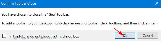 confirm toolbar close dialog box