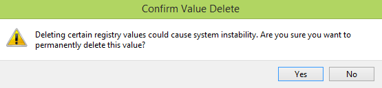 confirm value delete