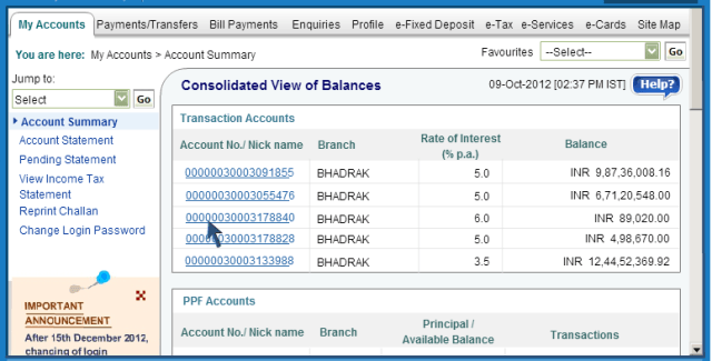 consolidated balance SBI Online Banking Tips - Get Account Summary, Cheque Book