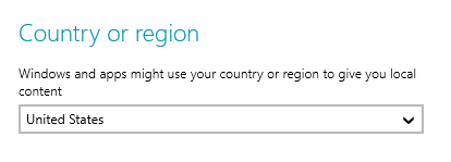 country or rgion dropdown