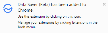 data saver (beta) has been added to chrome message
