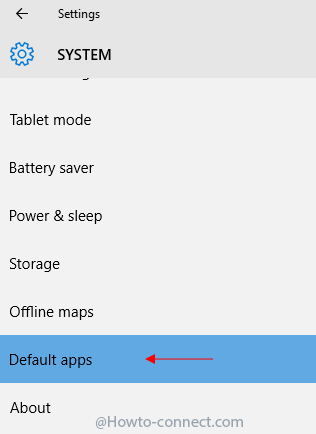 default apps system settings