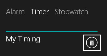 delete button at the corner of the timer in windows 10