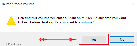 delete simple volume confirmation box