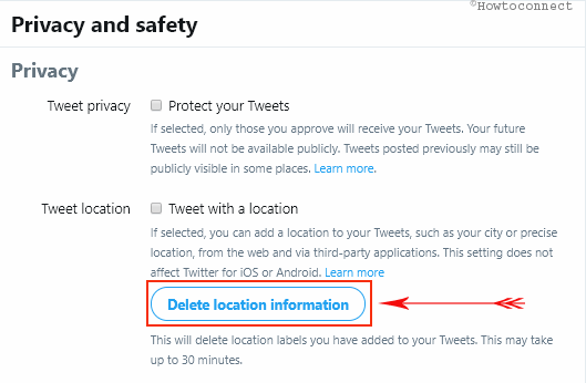 delete tweet location Information