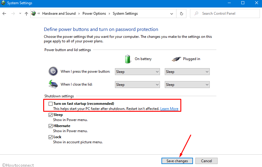 disable fast boot