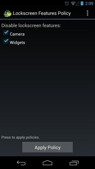 disable lockscreen features on Android 4.2