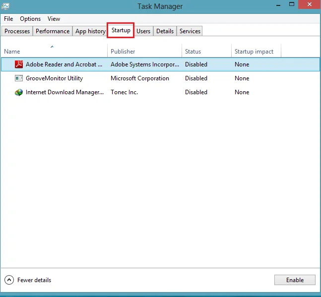 disable startup items in windows 8 task manager