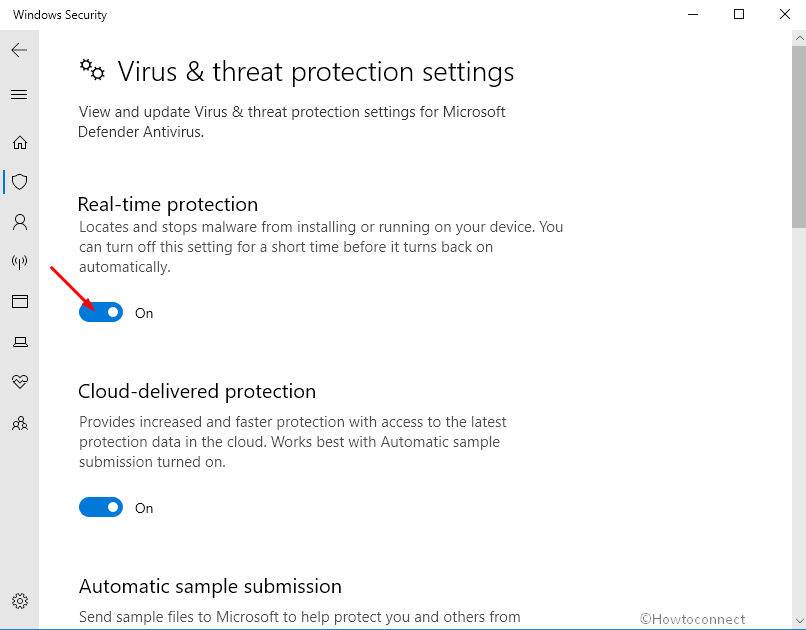 disable virus & threat protection