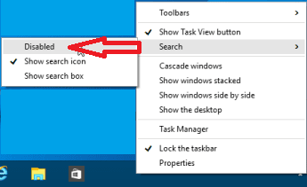 disable option for search icon