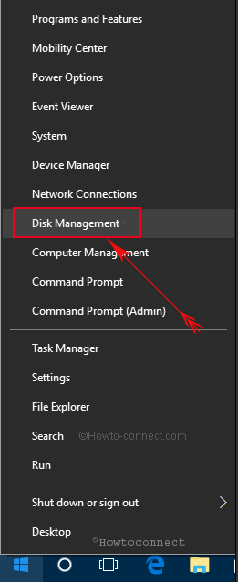 disk management option in power user menu