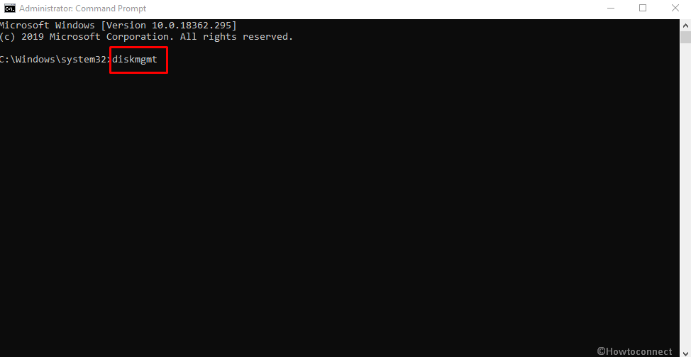 diskmgmt in command prompt as administrator